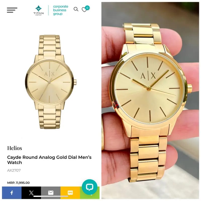 Armani Exchange Gold-Tone Stainless Steel Men’s Watch – Luxury Minimal Design