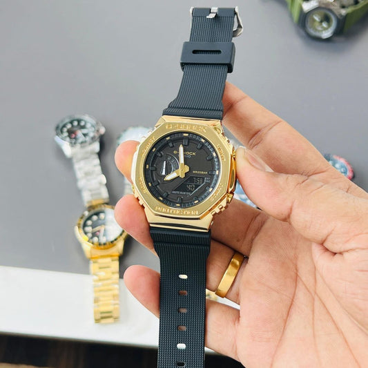G-SHOCK GM-2100 GOLD BLACK DIAL METAL BODY