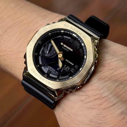 G-SHOCK GM-2100 GOLD BLACK DIAL METAL BODY