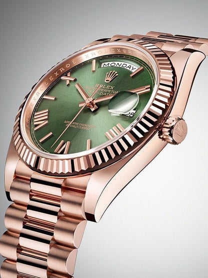Rolex Day Date 41 Rose Gold Green Dial Japanese Automatic Mens Watch