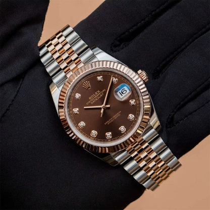 Rolex Datejust Rosegold Gold Diamond Metal Watch  comInline Delivery Info