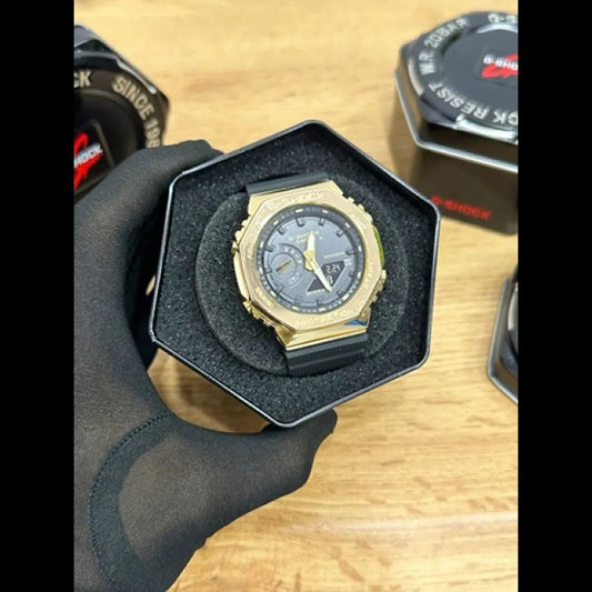 G-SHOCK GM-2100 GOLD BLACK DIAL METAL BODY