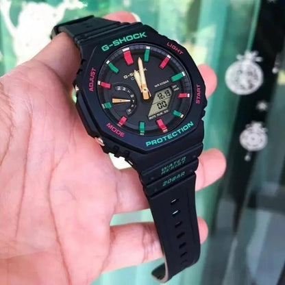 Casio G-Shock Analog Digital Black Color Belt Men's Watch For Man With Black Dial Gift Watch GA-2100TH-1ADR