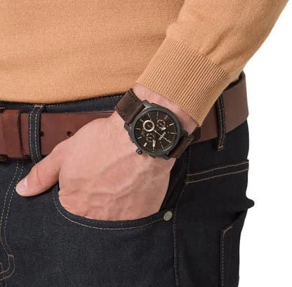 Fossil Japanese Brown Dial & Brown Leather Strap Men’s Watch