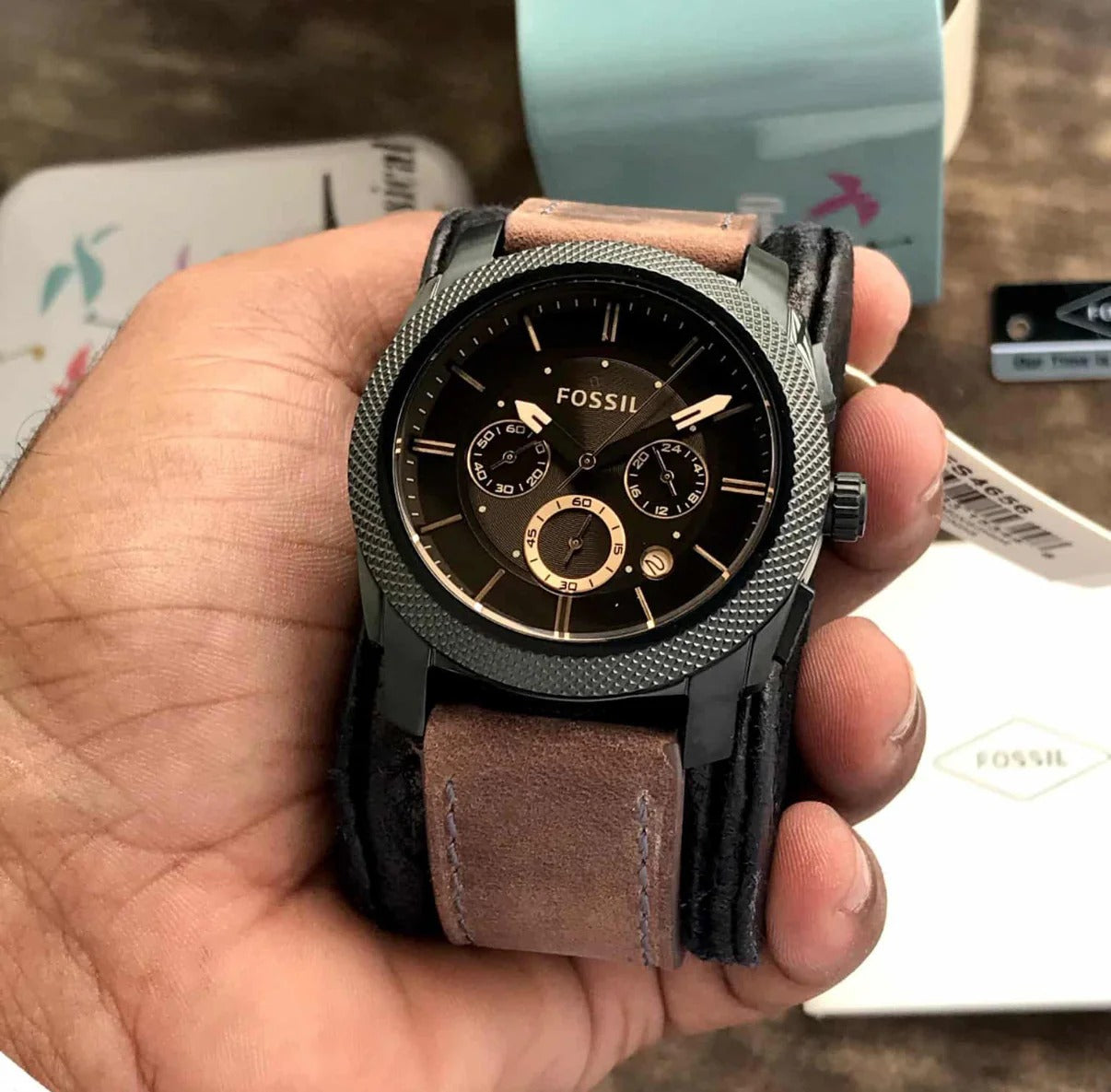 Fossil Japanese Brown Dial & Brown Leather Strap Men’s Watch