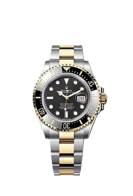 Rolex Sea-Dweller yellow gold Bezel and black dial comInline Delivery Info