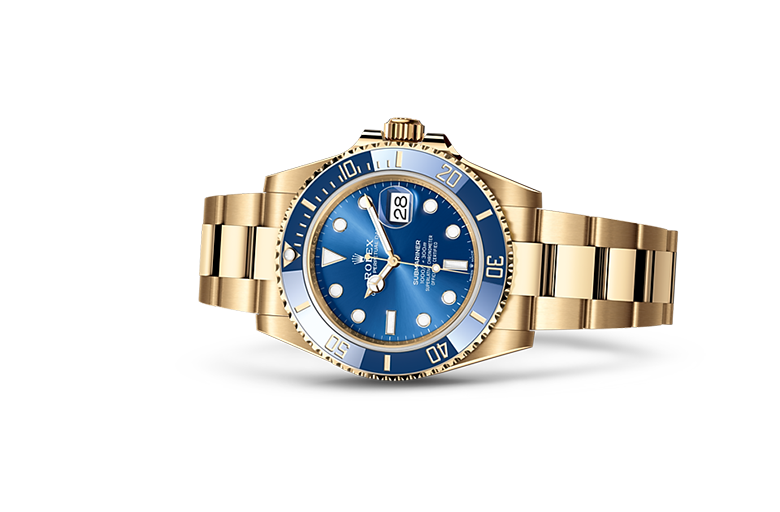 Rolex Submarine yellow gold and a blue dial date  comInline Delivery Info