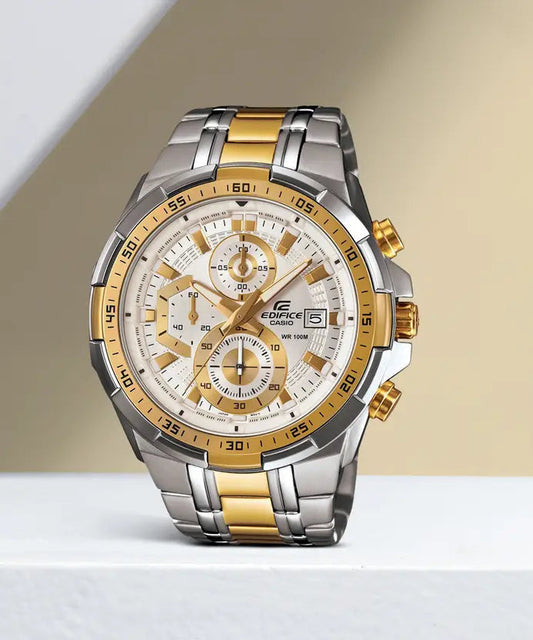 Casio Edifice EFR-539 | Silver-Gold Black Dial Bold Edition